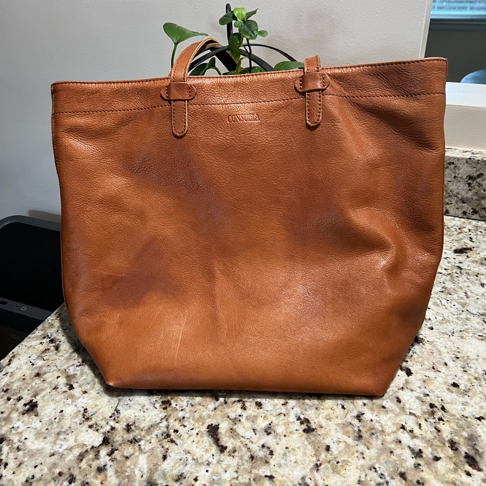 Consuela Cognac Leather Tote Bag